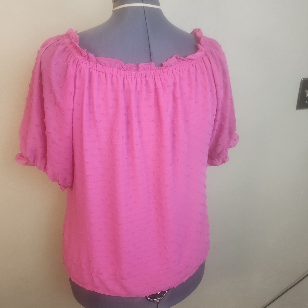 CeCe Pink Swiss Dot Textured Blouse XXL (8012) - Picture 4 of 6